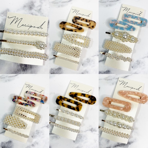 HAIR CLIPS | BARRETTE Faux Pearls Peach Gold - Picture 6 of 6